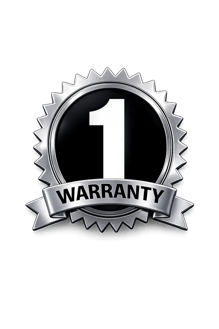 1 Year Warranty Metallic Badge